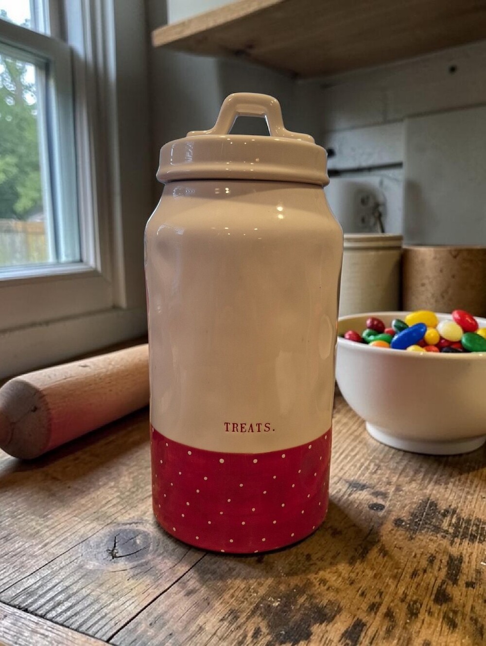Rae Dunn Ceramic 'Treats' Canister Cookie Jar
